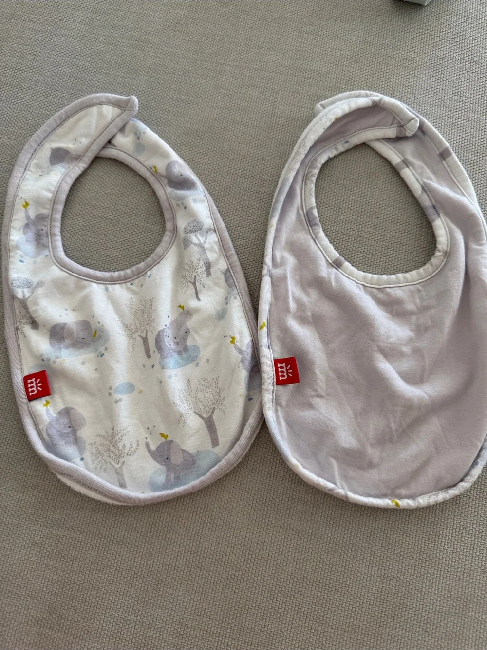 Magnetic Me Gray and White Elephant Baby Bib Set - 2 Pack